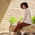 Liverpool Chiffon Shirt with Pleat Back in cream at ooh la la! in Grapevine TX 76051