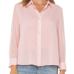 Liverpool Chiffon Shirt with Pleat Back in soft pink at ooh la la! in Grapevine TX 76051