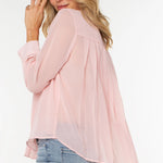 Liverpool Chiffon Shirt with Pleat Back in soft pink at ooh la la! in Grapevine TX 76051