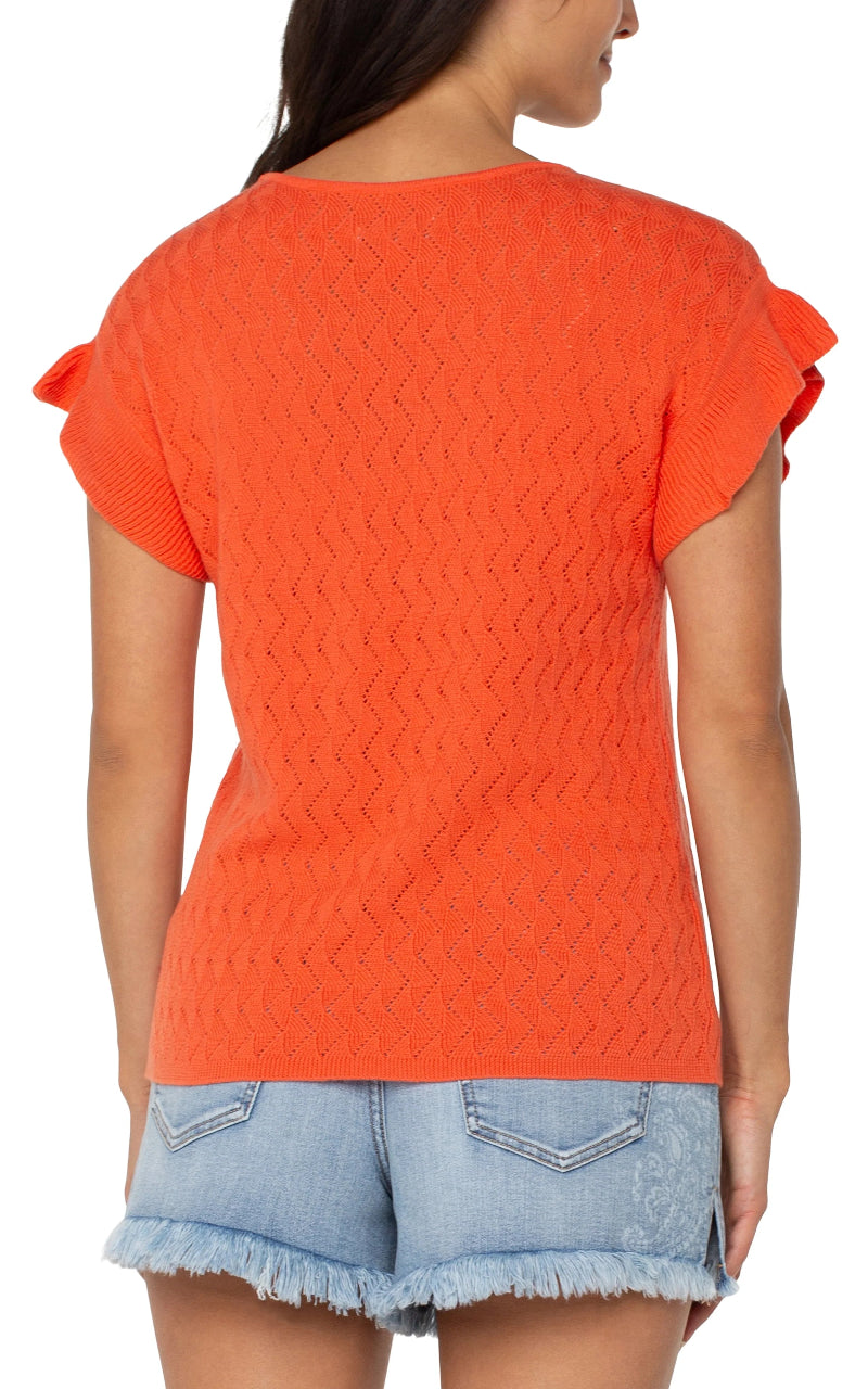 Liverpool Flutter Sleeve Sweater in clementine at ooh la la! in Grapevine TX 76051