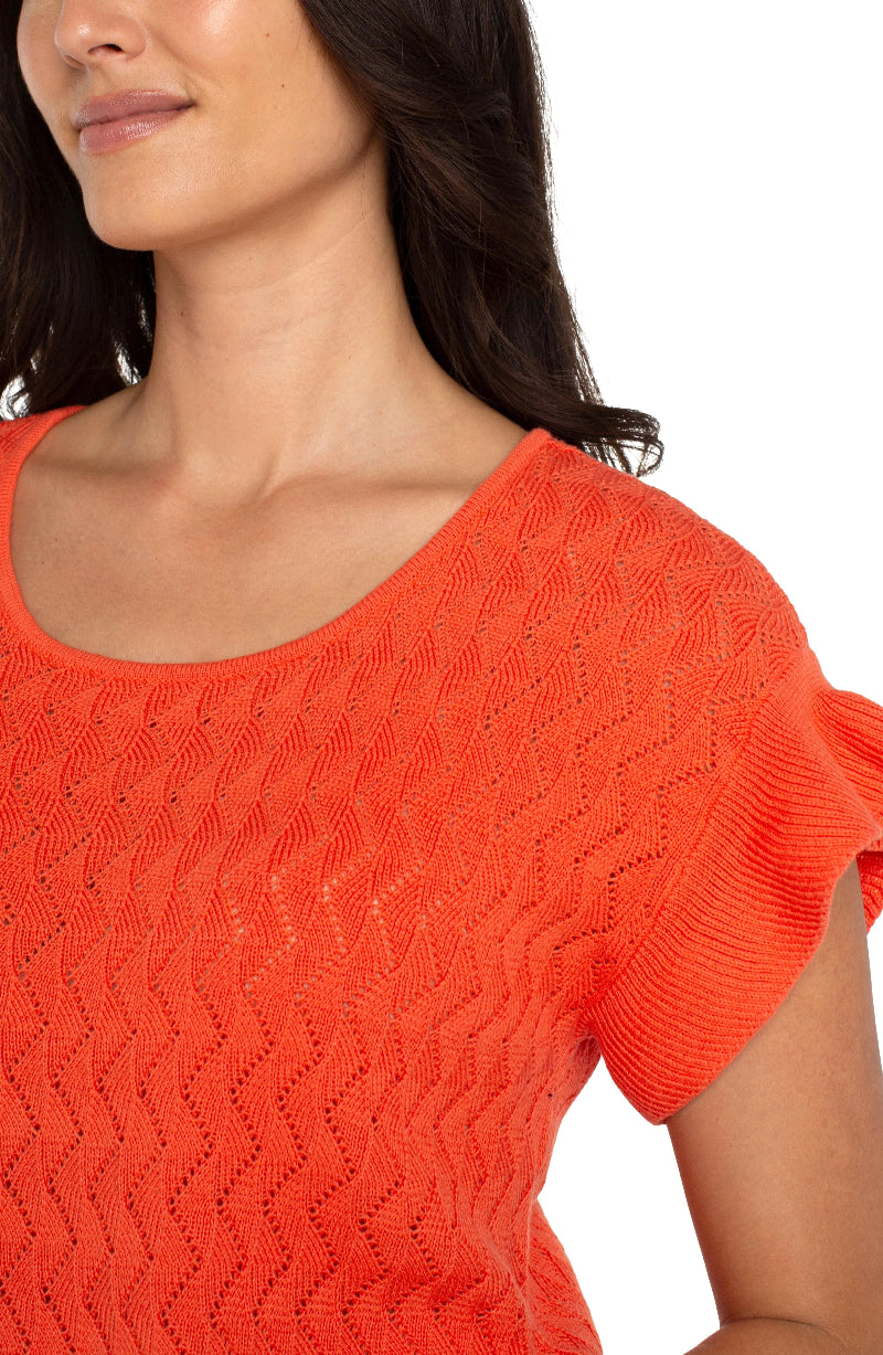 Liverpool Flutter Sleeve Sweater in clementine at ooh la la! in Grapevine TX 76051
