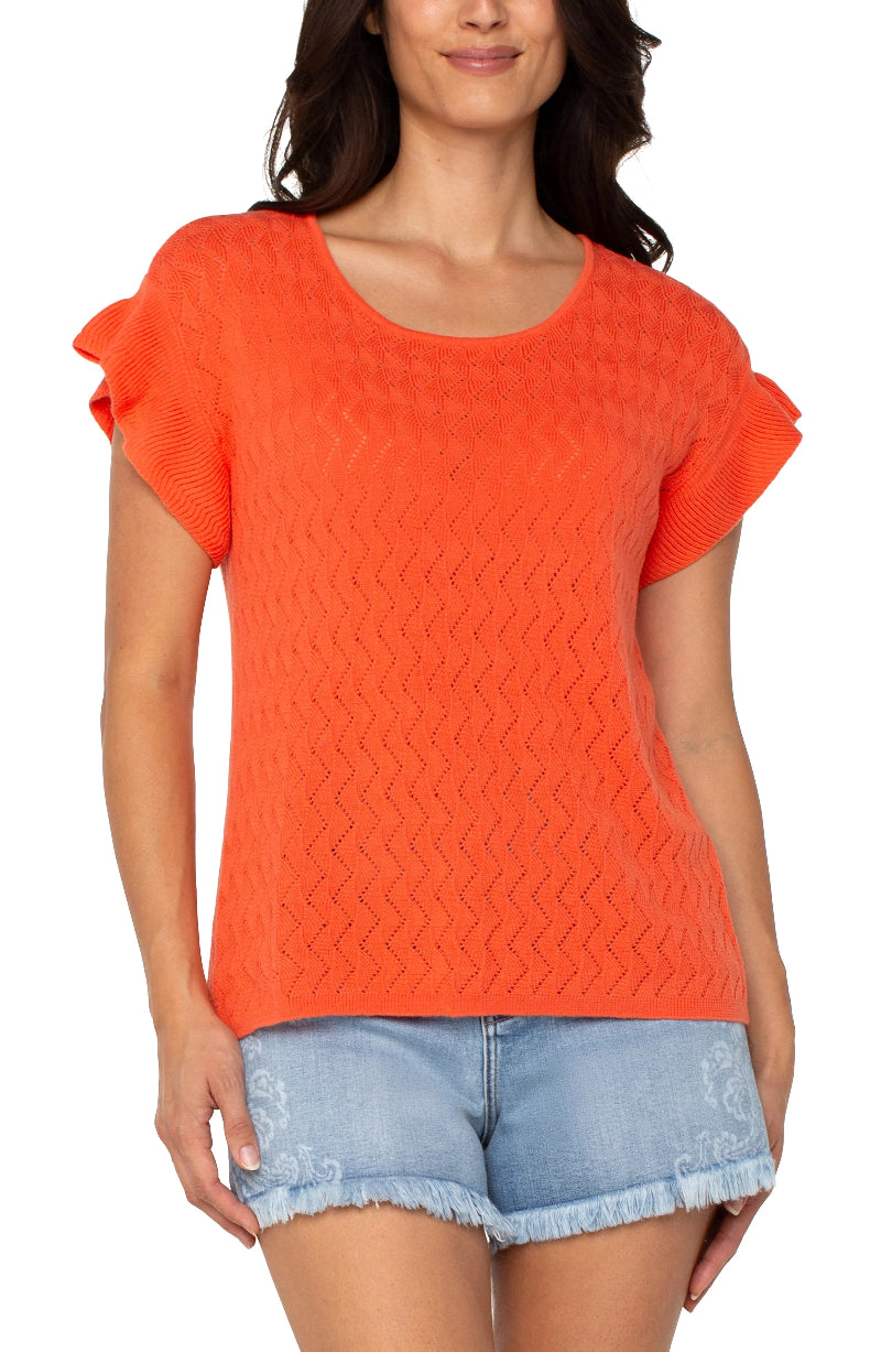 Liverpool Flutter Sleeve Sweater in clementine at ooh la la! in Grapevine TX 76051