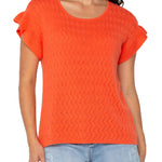 Liverpool Flutter Sleeve Sweater in clementine at ooh la la! in Grapevine TX 76051
