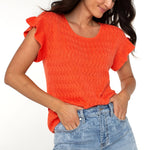 Liverpool Flutter Sleeve Sweater in clementine at ooh la la! in Grapevine TX 76051