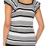 Liverpool Ruffle Sleeve Striped Sweater Top at ooh la la! in Grapevine TX 76051
