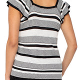 Liverpool Ruffle Sleeve Striped Sweater Top at ooh la la! in Grapevine TX 76051