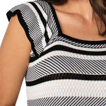 Liverpool Ruffle Sleeve Striped Sweater Top at ooh la la! in Grapevine TX 76051