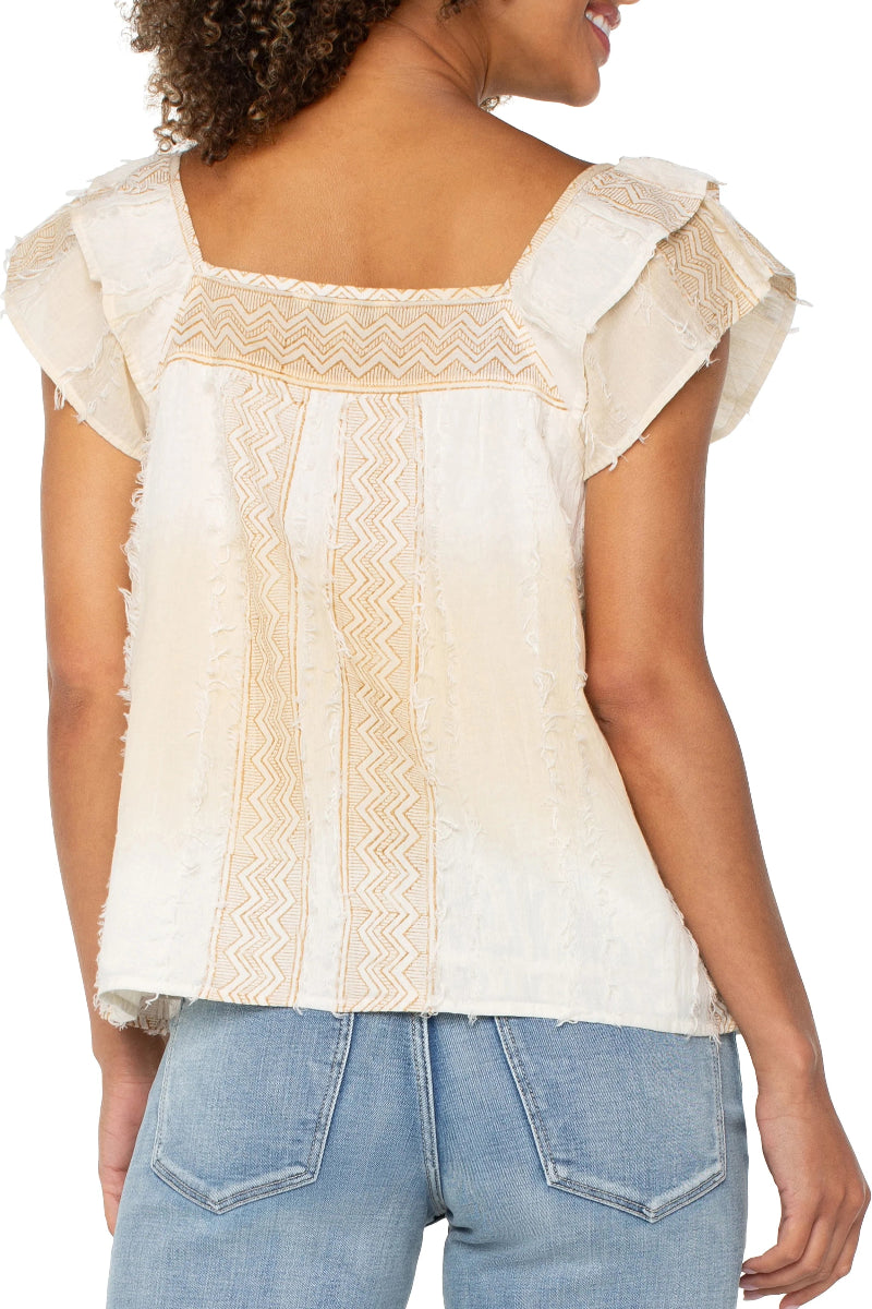 Liverpool Flutter Sleeve Tea Stained Blouse at ooh la la! in Grapevine TX 76051