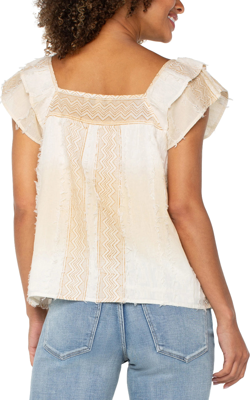 Liverpool Flutter Sleeve Tea Stained Blouse at ooh la la! in Grapevine TX 76051