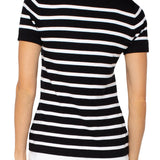 Liverpool Short Sleeve Striped Collared Sweater at ooh la la! in Grapevine TX 76051