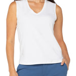Liverpool Sleeveless V Neck Knit Top in white at ooh la la! in Grapevine TX 76051