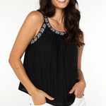 Liverpool Bead Trimmed Tank Top in black at ooh la la! in Grapevine TX 76051