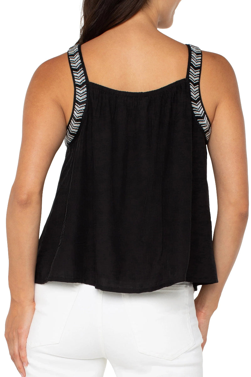 Liverpool Bead Trimmed Tank Top in black at ooh la la! in Grapevine TX 76051