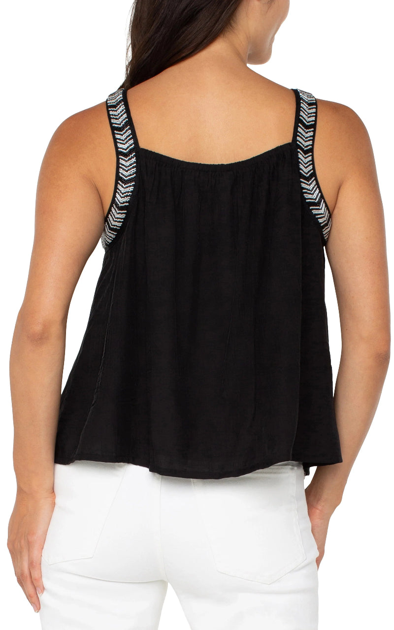 Liverpool Bead Trimmed Tank Top in black at ooh la la! in Grapevine TX 76051