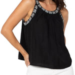 Liverpool Bead Trimmed Tank Top in black at ooh la la! in Grapevine TX 76051