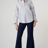 Liverpool Adjustable Slv Button Front Woven Top at Ooh La La! in Grapevine TX 76051