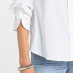 Liverpool Adjustable Slv Button Front Woven Top at Ooh La La! in Grapevine TX 76051