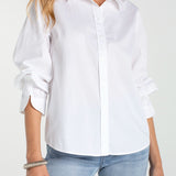 Liverpool Adjustable Slv Button Front Woven Top at Ooh La La! in Grapevine TX 76051