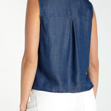 Liverpool Sleeveless Button Top With Pockets at Ooh La La! in Grapevine TX 76051