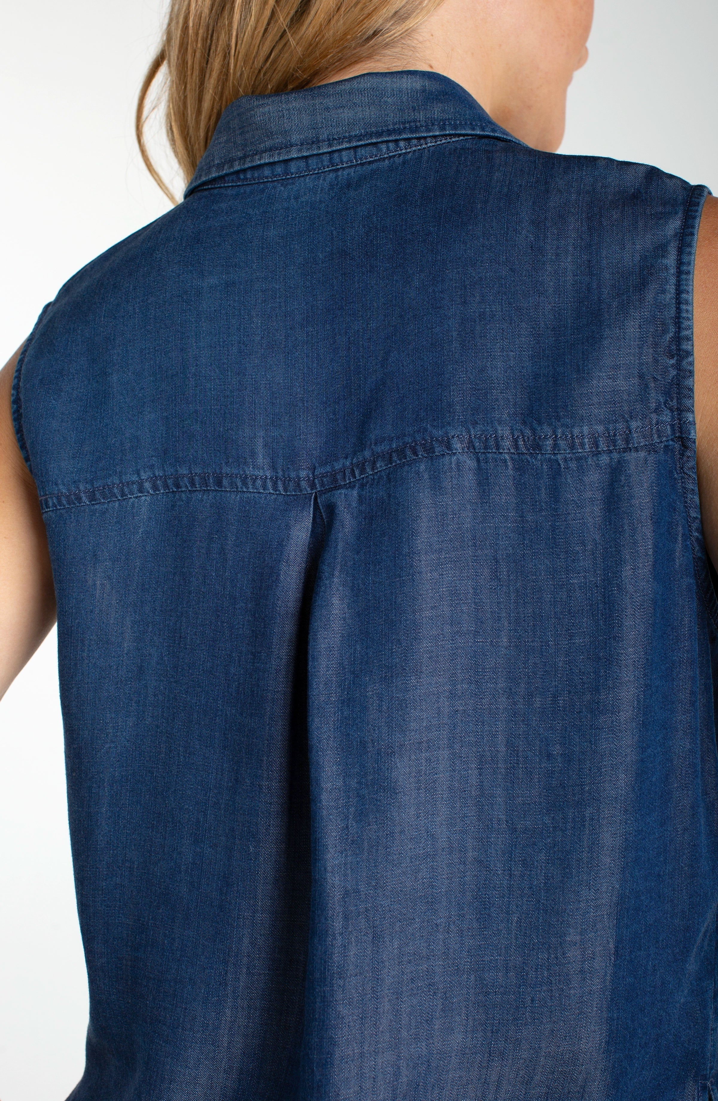 Liverpool Sleeveless Button Top With Pockets at Ooh La La! in Grapevine TX 76051