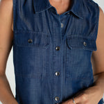 Liverpool Sleeveless Button Top With Pockets at Ooh La La! in Grapevine TX 76051