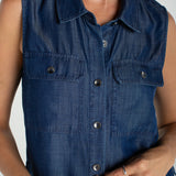 Liverpool Sleeveless Button Top With Pockets at Ooh La La! in Grapevine TX 76051