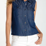 Liverpool Sleeveless Button Top With Pockets at Ooh La La! in Grapevine TX 76051