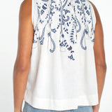 Liverpool Embroidered Sleeveless Top with Pintucks