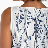Liverpool Embroidered Sleeveless Top with Pintucks