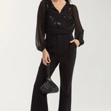 Liverpool Long Sleeve Chiffon Sequin Embellished Blouse in black at ooh la la! in Grapevine TX 76051