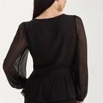 Liverpool Long Sleeve Chiffon Sequin Embellished Blouse in black at ooh la la! in Grapevine TX 76051