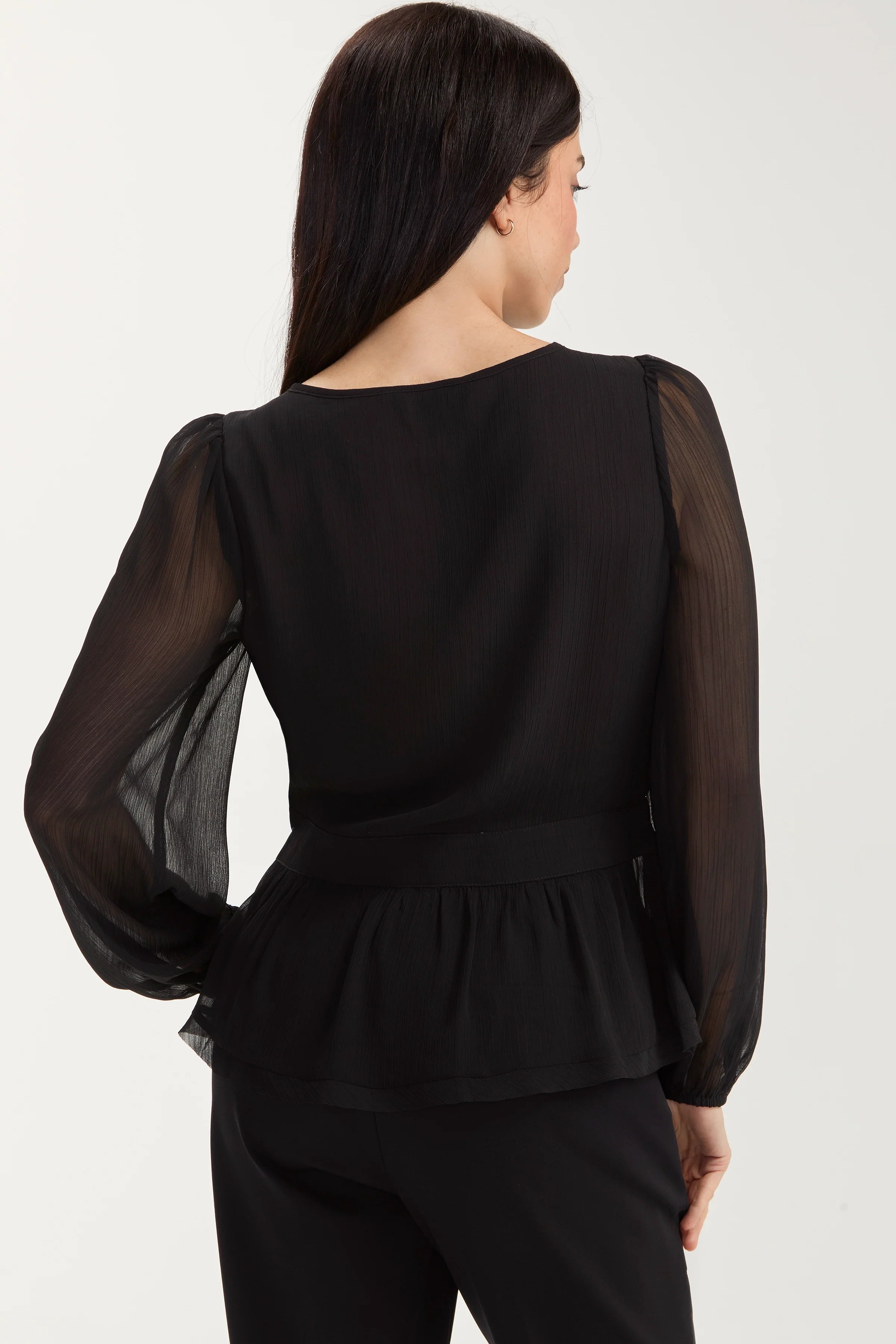 Liverpool Long Sleeve Chiffon Sequin Embellished Blouse in black at ooh la la! in Grapevine TX 76051