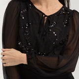 Liverpool Long Sleeve Chiffon Sequin Embellished Blouse in black at ooh la la! in Grapevine TX 76051