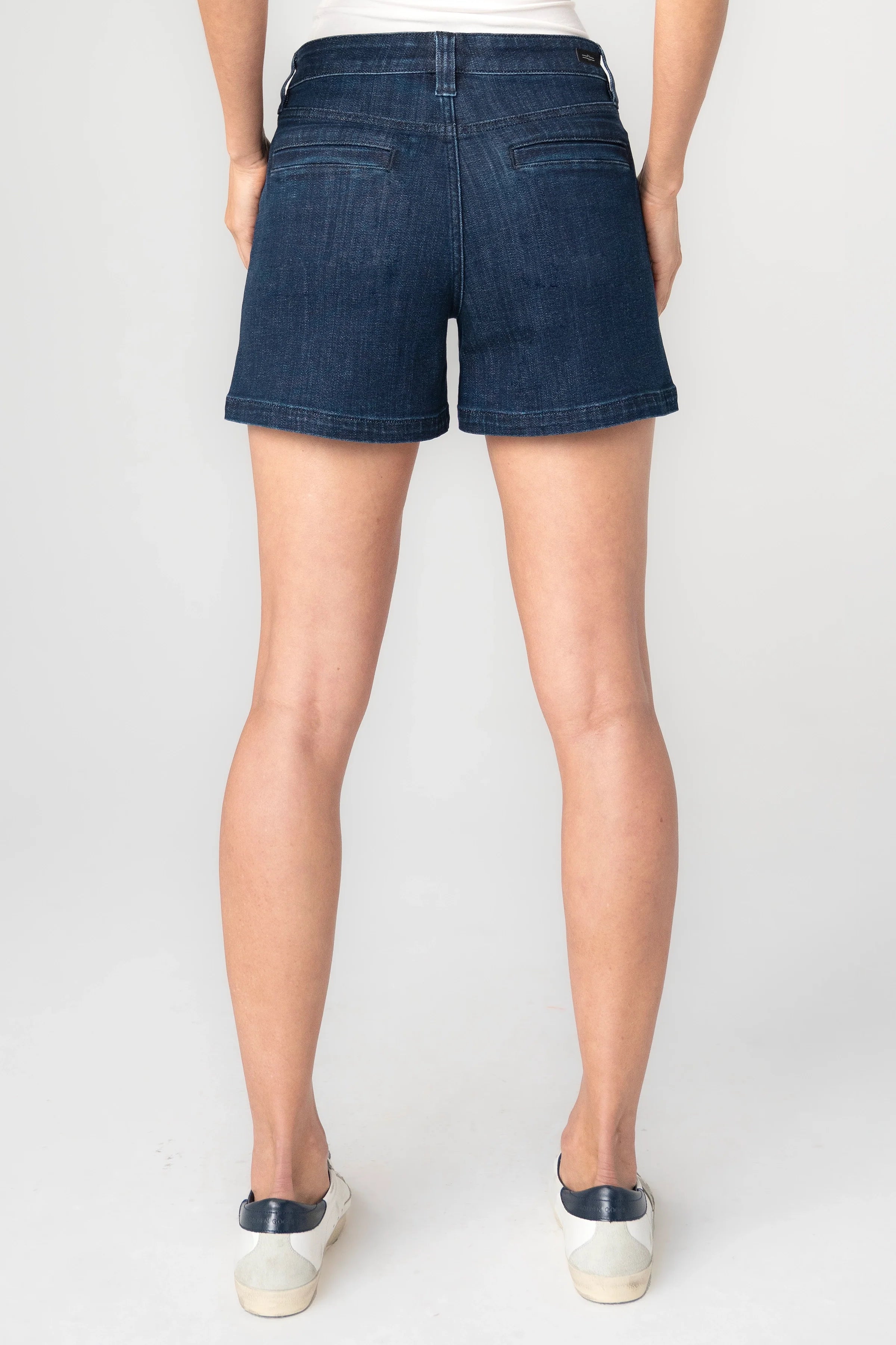 Liverpool Vintage Short, Flap Front Pockets, Liverpool Brand, Casual Wear, Comfortable Shorts, Dark Denim Shorts at ooh la la! in Grapevine TX 76051