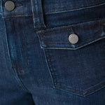 Liverpool Vintage Short, Flap Front Pockets, Liverpool Brand, Casual Wear, Comfortable Shorts, Dark Denim Shorts at ooh la la! in Grapevine TX 76051