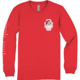 Simply Southern Believe Vintage Santa red long sleeve tee with chest graphic