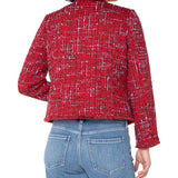 Liverpool Collarless Jacket W/ Frayed Edges