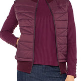 Liverpool Sleeveless Quilted Front Full Zip Sweater Vest in wine berry at ooh la la! in Grapevine TX 76051