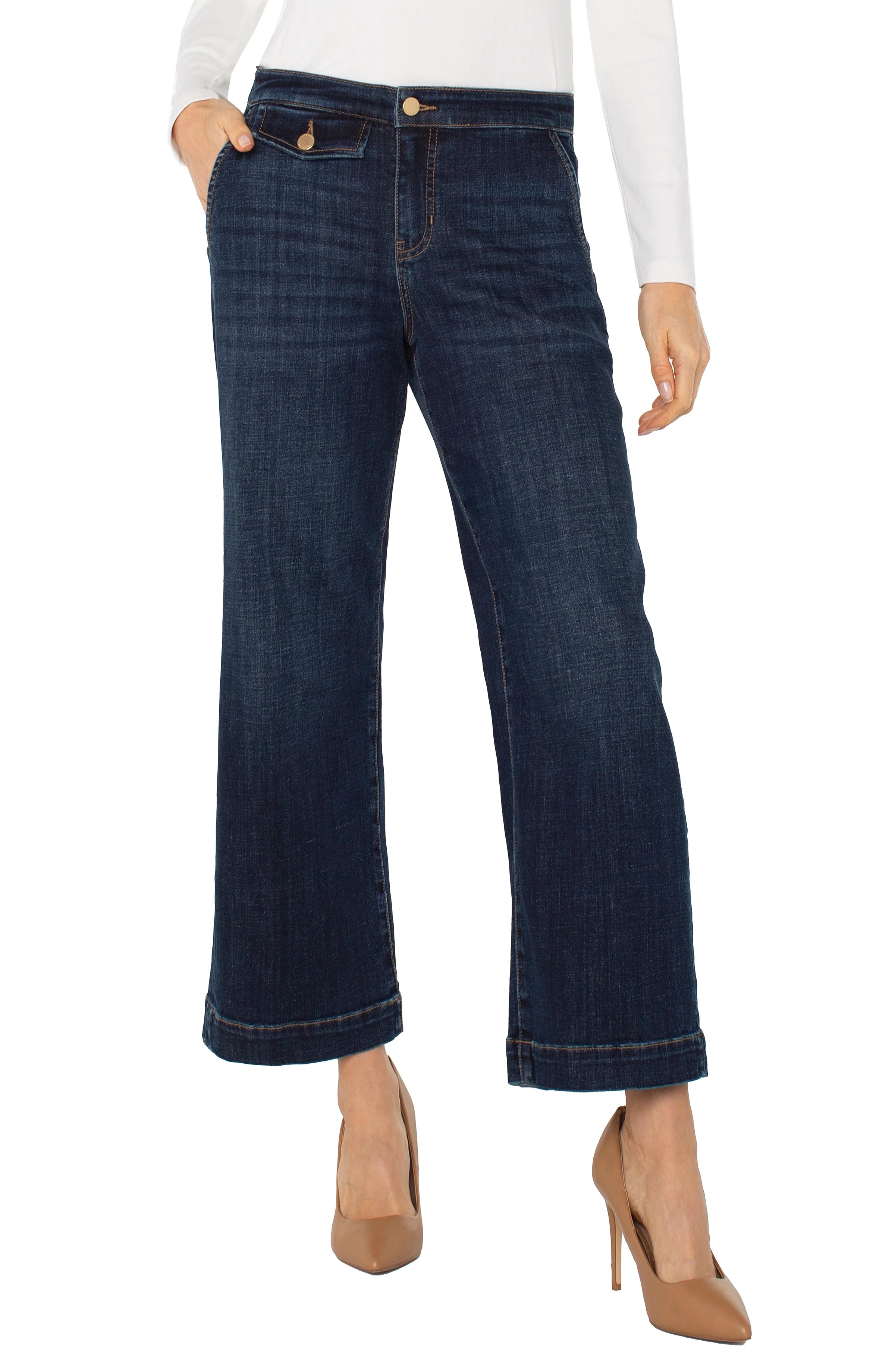 Liverpool Stride Wide Leg Jeans with Trouser Details