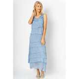Long Silk Ruffle Dress in Assorted Colors