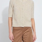 Lysse Kennedy Short Sleeve Lurex Feather Cardigan