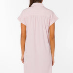 Pink stripe dress, seersucker cotton dress, babydoll mini dress, button up dress, summer shirtdress, women's dress with pockets, breathable cotton mini, Merilee dress. at ooh la la! in Grapevine TX 76051