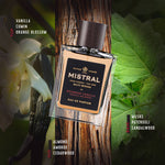 Mistral Bourbon Vanilla, Men's Eau de Parfum, French cologne for men, luxury men’s fragrance, long-lasting vanilla scent, Grasse perfume, masculine woodsy perfume. at ooh la la! in Grapevine TX 76051