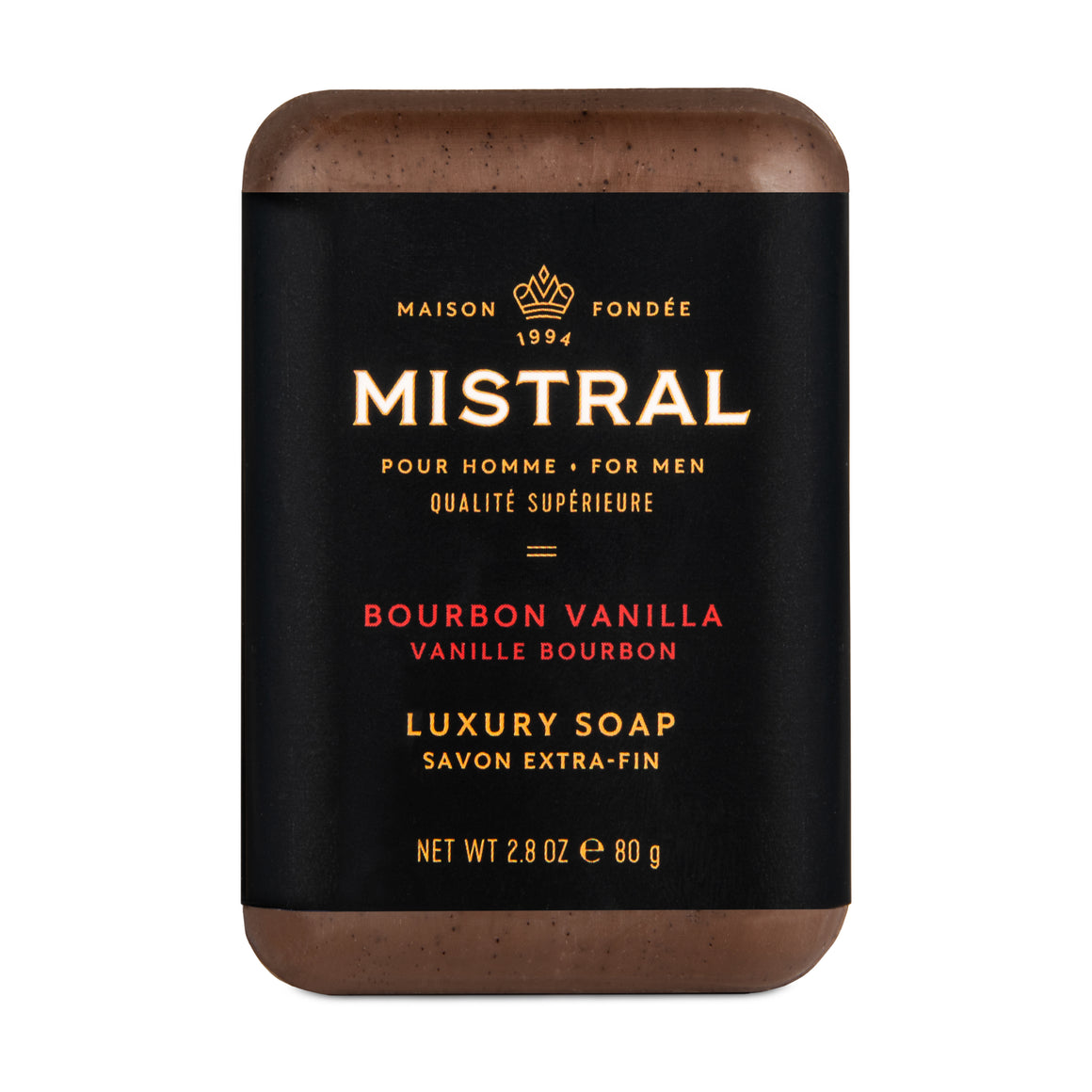 Mistral, Bourbon Vanilla, Men Bar Soap, French-made soap, luxury soap, moisturizing soap at ooh la la! in Grapevine TX 76051