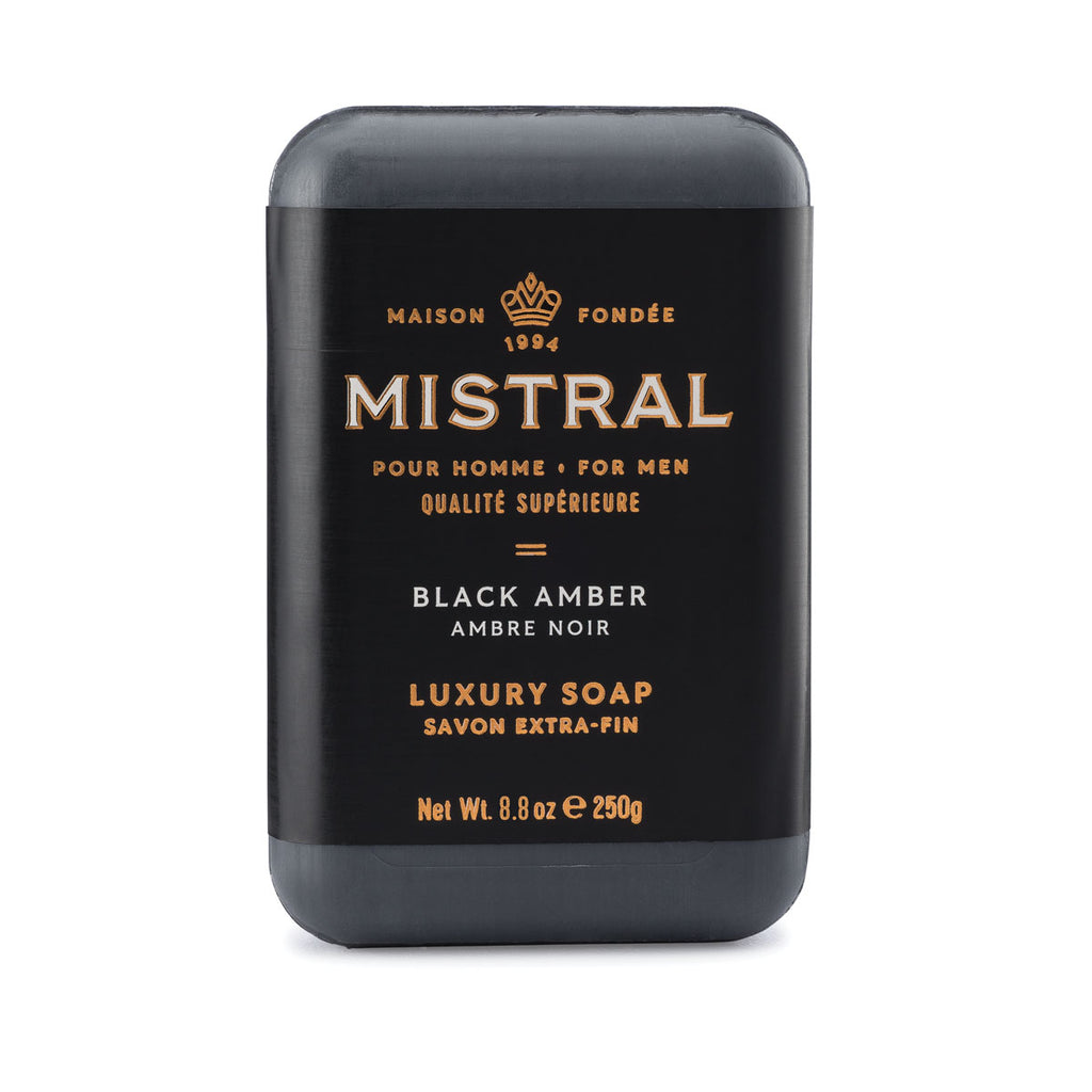 Mistral, Black Amber, Men Bar Soap, Luxury Soap, French-Crafted, Masculine Scent at ooh la la! in Grapevine TX 76051