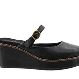 Corky's Me Time black wedge platform Mary Jane shoe with gold buckle