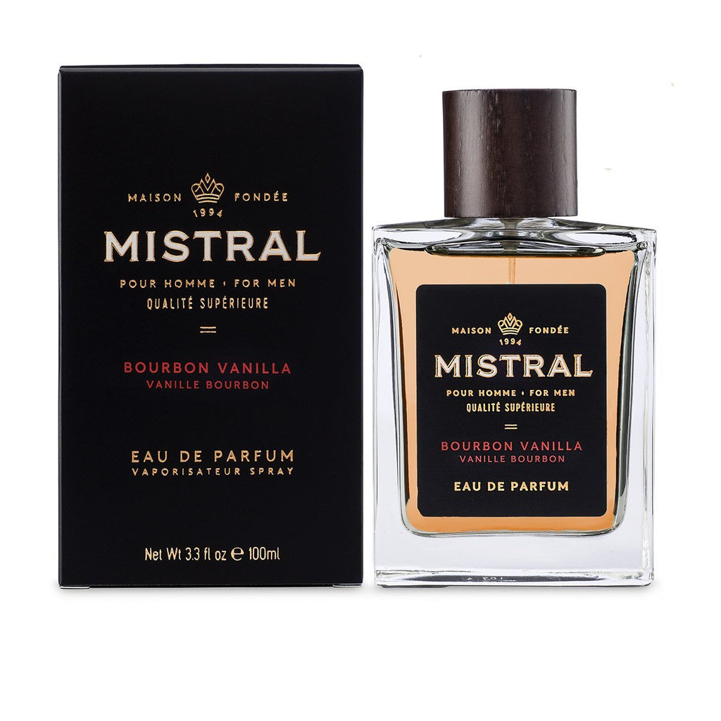 Mistral Bourbon Vanilla, Men's Eau de Parfum, French cologne for men, luxury men’s fragrance, long-lasting vanilla scent, Grasse perfume, masculine woodsy perfume. at ooh la la! in Grapevine TX 76051