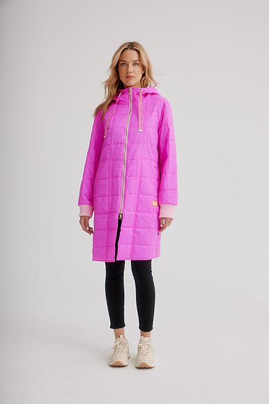 Pink long padded coat hot sale