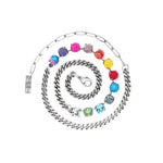 TOVA jewelry, crystal necklace, silver plated brass necklace, Watermelon Rainbow, handmade jewelry Canada, rainbow crystal necklace, mini oakland necklace, dainty choker, multi-color crystal jewelry at ooh la la! in Grapevine TX 76051