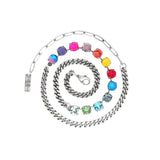 TOVA jewelry, crystal necklace, silver plated brass necklace, Watermelon Rainbow, handmade jewelry Canada, rainbow crystal necklace, mini oakland necklace, dainty choker, multi-color crystal jewelry at ooh la la! in Grapevine TX 76051